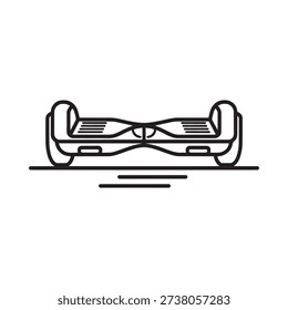 A simple line drawing of a modern self balancing two wheeled scooter
