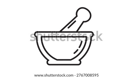 Simple line drawing of mortar and pestle