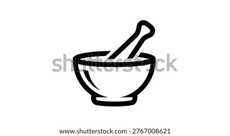Simple line drawing of mortar and pestle