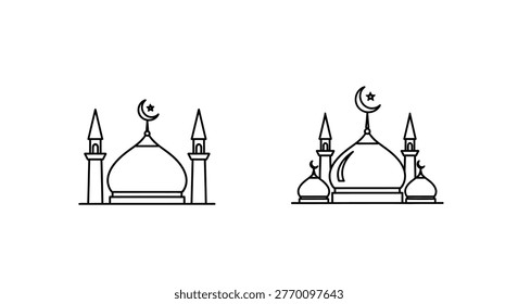 Simple line drawing of mosque architecture