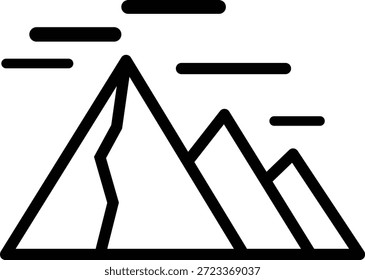 Dibujo de línea simple de montañas con nubes