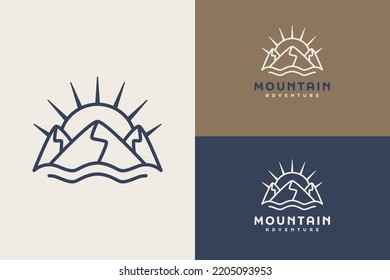 Simple line drawing of mountains. Universal creative premium symbol. Vector sign icon logo template