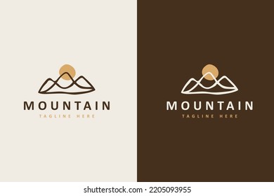 Simple line drawing of mountains. Universal creative premium symbol. Vector logo template