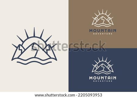 Simple line drawing of mountains. Universal creative premium symbol. Vector sign icon logo template