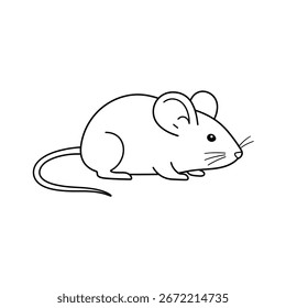 Um simples desenho de linha de um mouse sobre um fundo branco