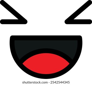 Simple line drawing of a mouth laughing with great happiness.