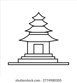 A simple line drawing of a multi-tiered pagoda, a traditional East Asian architectural style, set against a white background.
