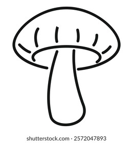 Simple line drawing of a mushroom, ideal for representing a healthy, vegan ingredient in cooking