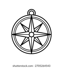 Dibujo de línea simple de una rosa de la brújula náutica