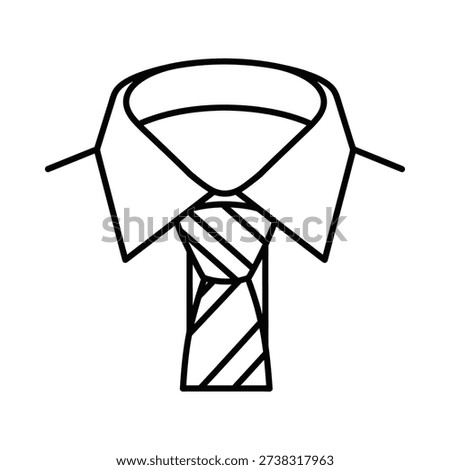 A simple line drawing of a necktie and collar