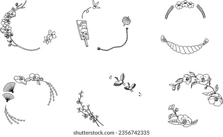 Simple line drawing New Year decoration frame