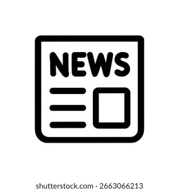 Simple Line Drawing Newspaper with Headline Icon Design Element