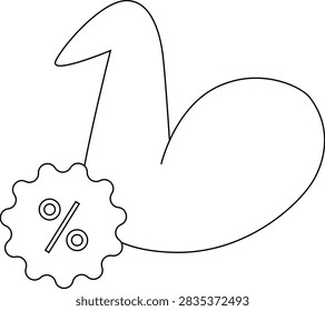 A simple line drawing of the number one next to a circular tag with a percentage symbol