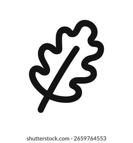 Simple Line Drawing Oak Leaf Silhouette Illustration Graphic Element