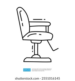 A simple line drawing of an office chair, illustrating its ergonomic design and adjustable height feature.