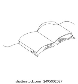 a simple line drawing of an open book. Back to school minimalist, education concept. Continuous simple line draw style design graphic vector illustration