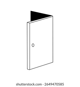 Simple line drawing of an open door with a visible frame and dark interior, in a minimal, symbolic style for concepts like opportunity, transition, or access.