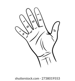 Simple line drawing of an open human hand with visible palm creases