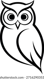 Un simple dibujo de línea de un búho con ojos Grandes