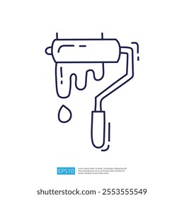 A simple line drawing of a paint roller with dripping paint, symbolizing painting or home improvement tasks.