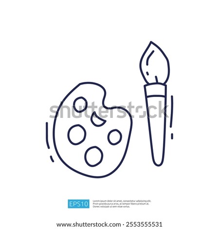 A simple line drawing of a painter's palette and a paintbrush, symbolizing creativity and artistic expression.
