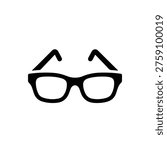 A simple line drawing of a pair of black glasses with the arms folded up over the lenses