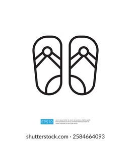 A simple line drawing of a pair of flip-flops, symbolizing casual footwear often used in warm weather or at the beach.