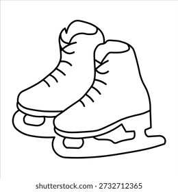 Eine einfache Linie Zeichnung eines Paares von Schlittschuhen, bereit für eine Winteraktivität auf dem Eis.