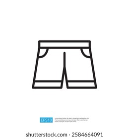 A simple line drawing of a pair of shorts, representing casual wear or summer clothing.