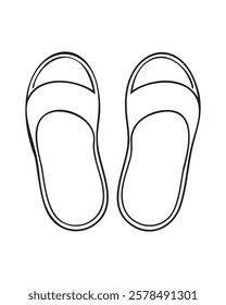 Simple line drawing of a pair of slippers.