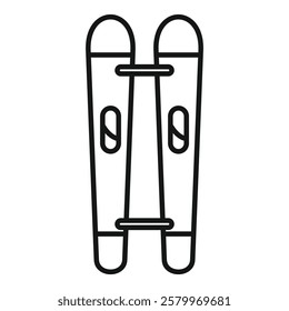 Simple line drawing of a pair of snow skis standing upright, ready for winter sports and snowy adventures