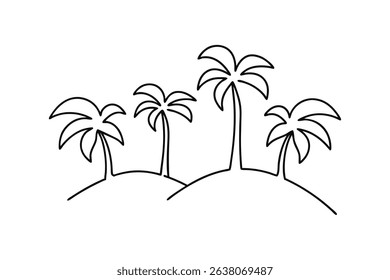 Simple line drawing of palm trees on island