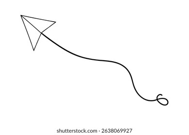 Simple line drawing of a paper airplane in flight