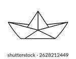 Simple line drawing of a paper boat.