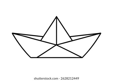 Simple line drawing of a paper boat.