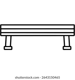 A simple line drawing of a park bench isolated on white background
