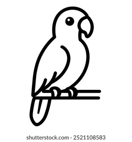 A simple line drawing of a parrot perched on a branch.