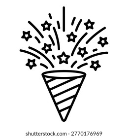 Simple line drawing party horn icon