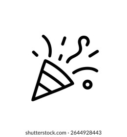 Simple Line Drawing Party Popper Celebration Confetti Event Icon Element