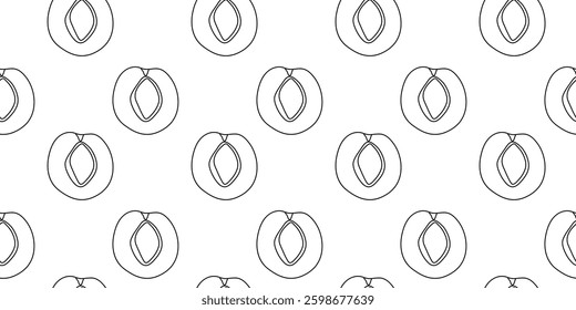 Simple line drawing pattern featuring peaches on a white background