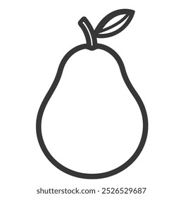 A simple line drawing of a pear with a leaf.