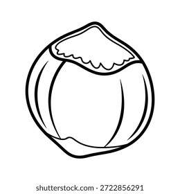 Desenho de linha simples de um fruto descascado sobre fundo branco