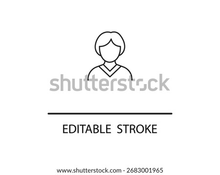 Simple line drawing of a person with editable stroke for design element use in modern projects and user interface illustrations.