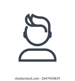 A simple line drawing of a person with styled hair icon