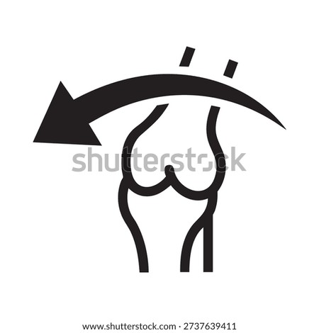 a simple line drawing of a person with their back to the viewer, with a large arrow curving around their body to indicate a turning motion