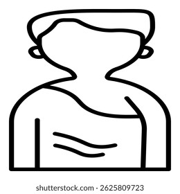 desenho em linha simples de uma pessoa com órgãos internos visíveis, possivelmente pulmões ou intestinos.