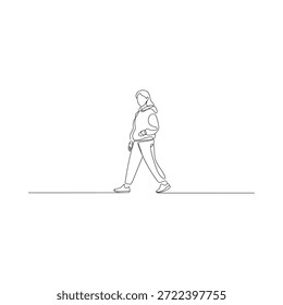 Simple line drawing of a person walking in a casual style