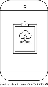 Um simples desenho de linha de um telefone com um símbolo de envio na tela