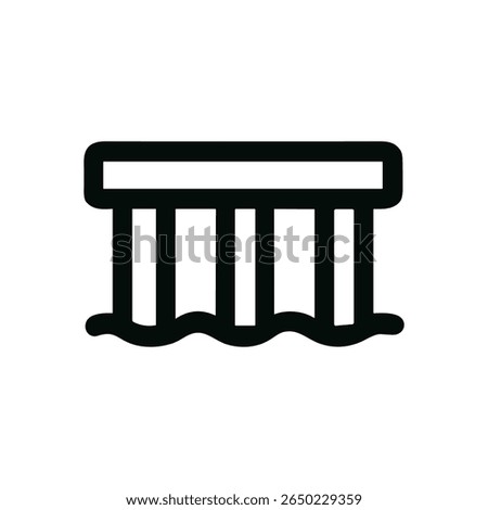 Simple Line Drawing Pier Icon Outline Symbol Black and White