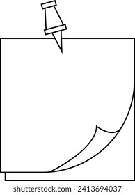 A simple line drawing of a pinned note, partially curled at the bottom corner.